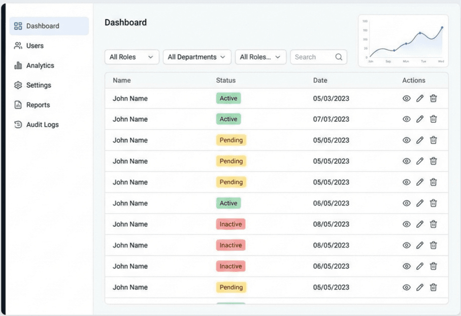 Genidy Admin Portal UI mockup